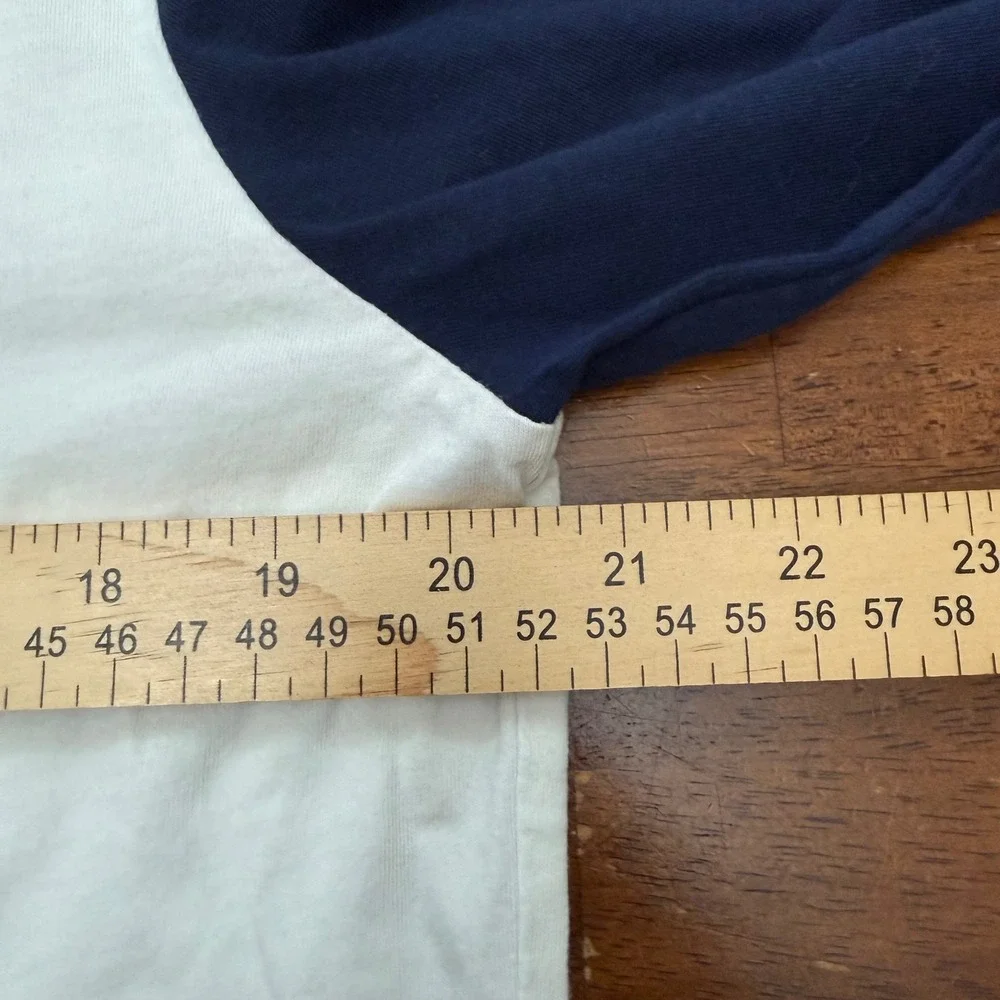 Polo Ralph Lauren Hoodie Mens Size Medium White Navy Blue Long Sleeve 1967 Shirt